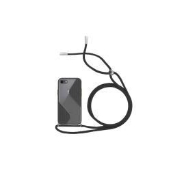 Funda compatible con IPHONE 7 / 8 / SE 2020 * Silicona mate con cordón cuerda Sline negra * Diseño práctico y seguro
