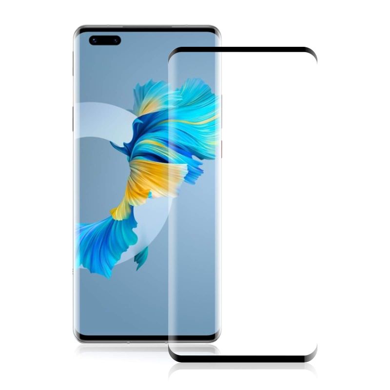Protector de pantalla compatible con HUAWEI MATE 40 PRO * Dureza 9H cristal templado borde negro * Resistente y preciso