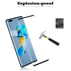 Protector de pantalla compatible con HUAWEI MATE 40 PRO * Dureza 9H cristal templado borde negro * Resistente y preciso