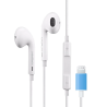 Auriculares cable lightning con micrófono manos libres y control volumen compatibles con Apple iPhone iPad iPod Blanco