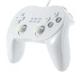 Mando compatible con Nintendo Wii Clásico Pro con cable Blanco