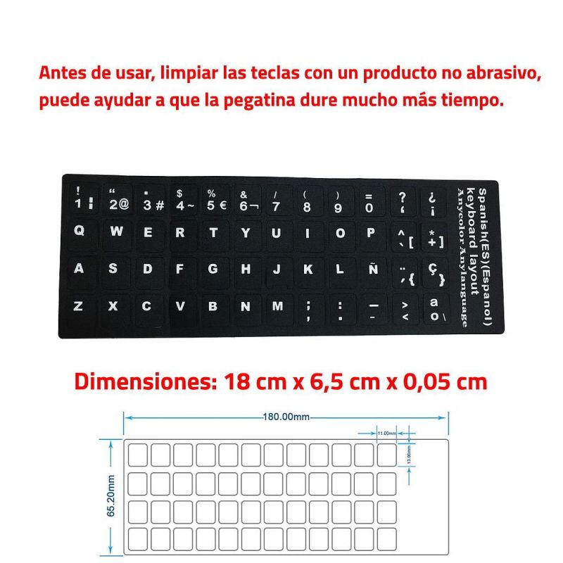 comprar Pegatina Real Sticker para Teclado Español Negro Impresa vinilo en  españa