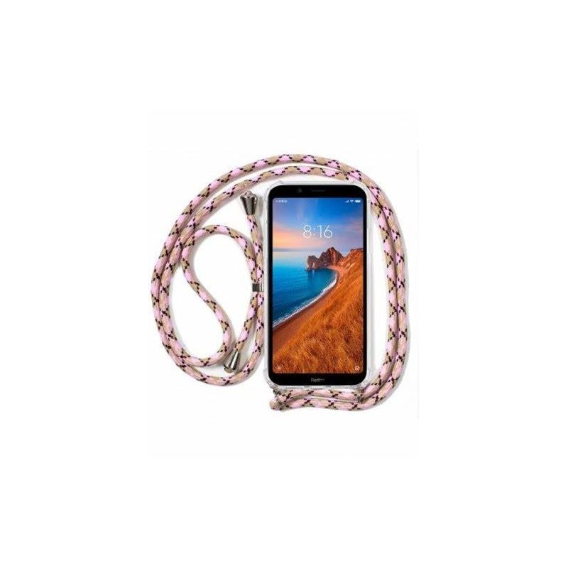 COOL Funda compatible con XIAOMI REDMI 7A * Silicona transparente con cordón cuerda * Colores beige y rosa
