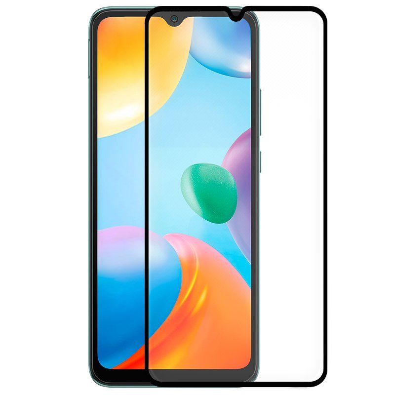COOL Protector de pantalla compatible con XIAOMI REDMI 10C / REDMI 12C / POCO C40 Cristal templado Borde negro 9H