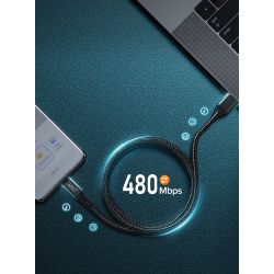 Cable de carga rápida 3.1A USB tipo C para móvil y tablet cable trenzado resistente longitud 1 metro color plata