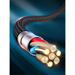 Cable de carga rápida 3.1A USB tipo C para móvil y tablet cable trenzado resistente longitud 1 metro color plata