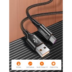 Cable de carga rápida 3.1A USB tipo C para teléfono móvil tablet etc... Trenzado 1m - Plata