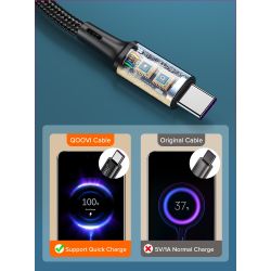 Cable de carga rápida 3.1A USB tipo C para móvil y tablet cable trenzado resistente longitud 1 metro color plata