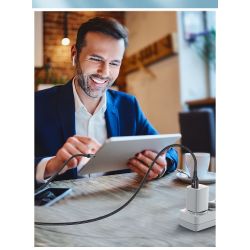 Cable de carga rápida 3.1A USB tipo C para móvil y tablet cable trenzado resistente longitud 1 metro color plata