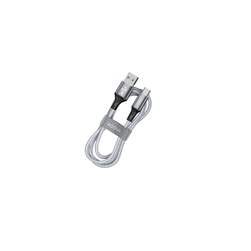 Cable de carga rápida 3.1A USB tipo C para móvil y tablet cable trenzado resistente longitud 1 metro color plata