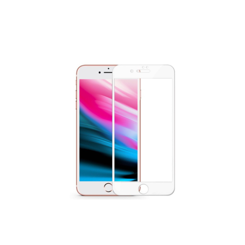 Protector de pantalla compatible con IPHONE 7 PLUS / 8 PLUS Cristal templado Borde blanco plano dureza 9H