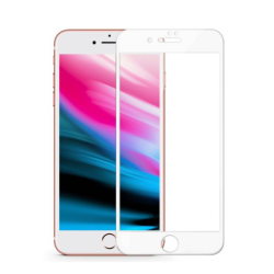 Protector de pantalla compatible con IPHONE 7 PLUS / 8 PLUS Cristal templado Borde blanco plano dureza 9H