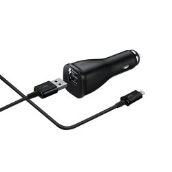 SAMSUNG original Cargador adaptador mechero coche USB 2.0 + Cable micro USB 1m Negro * Carga rápida 15W * EP-LN920