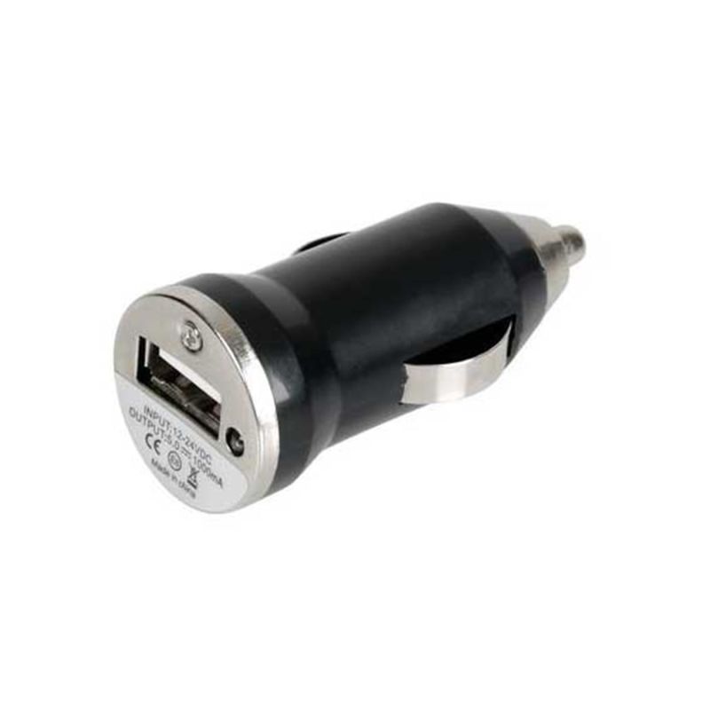 Cargador adaptador para mechero coche USB universal 1A color negro para smartphone y GPS