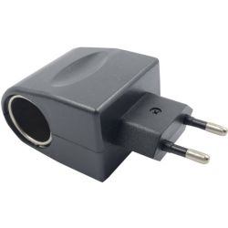 Adaptador red pared enchufe a mechero coche * Entrada 110-240V  50/60HZ * Salida DC 12V  500MA (0,5A) * Potencia 6W