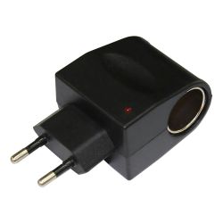 Adaptador red pared enchufe a mechero coche * Entrada 110-240V  50/60HZ * Salida DC 12V  500MA (0,5A) * Potencia 6W