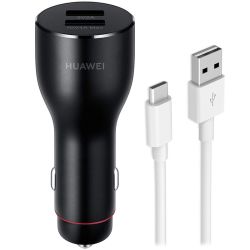 HUAWEI original Cargador adaptador para mechero coche CP37 Super Carga Max 40W doble 2 USB + Cable USB tipo C