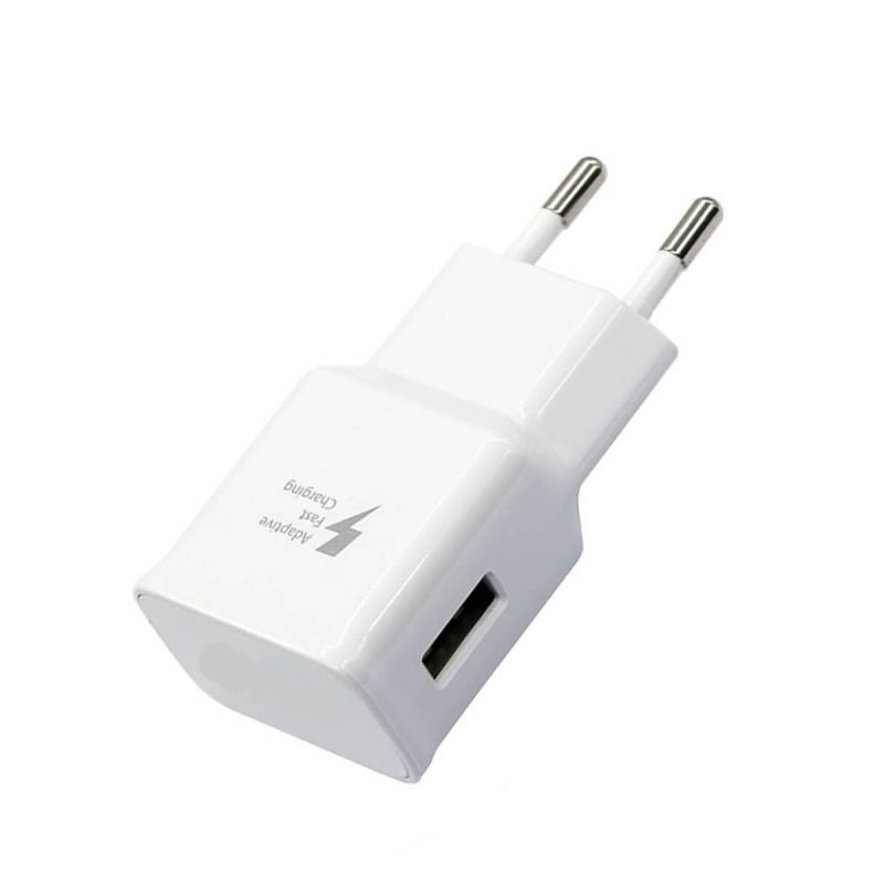 Cargador compatible universal adaptador red pared USB carga rápida 2A color blanco para móviles y tablets