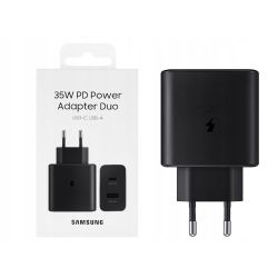SAMSUNG original Cargador adaptador red pared USB y tipo C carga super rápida 35W modelo EP-TA220 negro