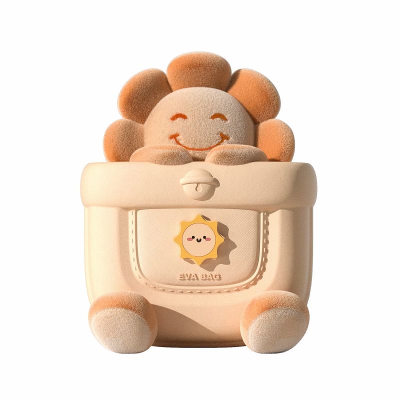 PICOCICI K53 Mochila infantil Goma EVA con peluche flor marrón para niños y niñas preescolar guardería colegio