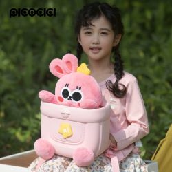 PICOCICI Mochila infantil Goma EVA con peluche conejo rosa para niños y niñas preescolar guardería colegio