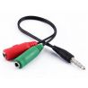 Cable adaptador jack 3.5mm macho a doble jack 3,5mm hembra auriculares y micrófono Negro