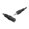 Cable adaptador alargador jack 3.5mm hembra a jack 3,5mm macho 3 Pines audio auriculares / 2m Negro