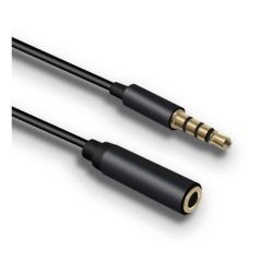 Cable adaptador alargador jack 3.5mm audio auriculares hembra a jack 3,5mm macho 4 Pines micrófono 2m Negro