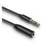 Cable adaptador alargador jack 3.5mm audio auriculares hembra a jack 3,5mm macho 4 Pines micrófono 2m Negro