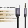 Cable adaptador jack 3.5mm macho a tipo C macho trenzado para auriculares y audio de 1 metro color negro gris