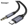 Cable adaptador jack 3.5mm macho a tipo C macho trenzado para auriculares y audio de 1 metro color negro gris