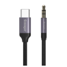 Cable adaptador jack 3.5mm macho a tipo C macho trenzado para auriculares y audio de 1 metro color negro gris