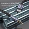 Cable adaptador jack 3.5mm macho a tipo C macho trenzado para auriculares y audio de 1 metro color negro gris