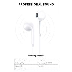 Auriculares manos libres con cable 1.2m Jack 3.5mm micrófono y control de volumen color blanco