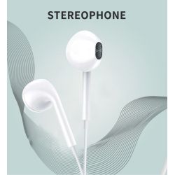 Auriculares manos libres con cable 1.2m Jack 3.5mm micrófono y control de volumen color blanco