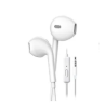 Auriculares manos libres con cable 1.2m Jack 3.5mm micrófono y control de volumen color blanco
