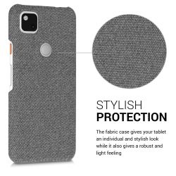 Funda compatible con GOOGLE PIXEL 4A 4G Carcasa protectora trasera resistente dura forrada en tela - GRIS