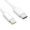 Cable de carga y datos conector Apple lightning 8 pin a Tipo C USB-C compatible iPhone iPad iPod blanco 1m 2m