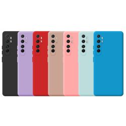 Funda compatible con XIAOMI MI NOTE 10 LITE silicona flexible lisa 3D cubre cámara trasera color rosa fucsia