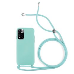 Funda compatible con XIAOMI REDMI NOTE 11 PRO PLUS Silicona con cordón cuerda - Turquesa negro