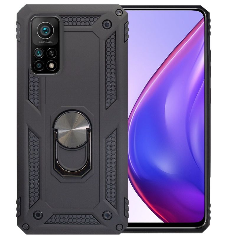 Funda compatible XIAOMI MI 10T / MI 10T PRO carcasa semi rígida con anilla 360° soporte e imán magnética color negro