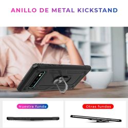 Funda compatible XIAOMI MI 10T / MI 10T PRO carcasa semi rígida con anilla 360° soporte e imán magnética color negro