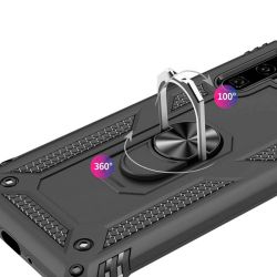 Funda compatible XIAOMI MI 10T / MI 10T PRO carcasa semi rígida con anilla 360° soporte e imán magnética color negro