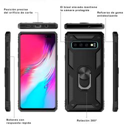Funda compatible XIAOMI MI 10T / MI 10T PRO carcasa semi rígida con anilla 360° soporte e imán magnética color negro