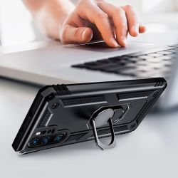 Funda compatible XIAOMI MI 10T / MI 10T PRO carcasa semi rígida con anilla 360° soporte e imán magnética color negro