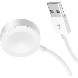 Cable cargador USB compatible con APPLE WATCH base de carga magnética inalámbrica color blanco
