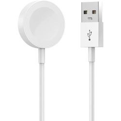 Cable cargador USB compatible con APPLE WATCH base de carga magnética inalámbrica color blanco