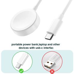 Cable cargador tipo C compatible con Apple Watch 1 2 3 4 5 6 SE 7 8 ⋆ Base magnética inalámbrica de carga rápida