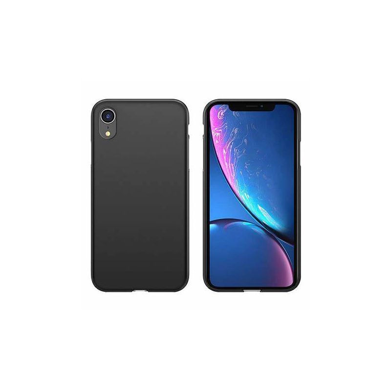 Funda compatible con IPHONE XR silicona flexible suave lisa color negro sobrio