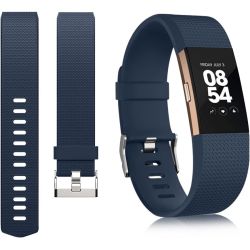 Correa compatible FitBit Bracelet Charge 2 silicona hebilla metálica para reloj - Negro